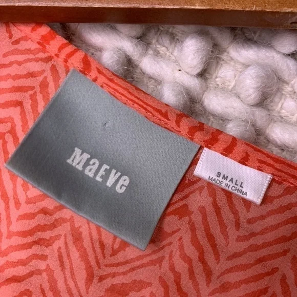 Anthropologie Maeve Silk Coral/Orange Boxy Fit Short Sleeve Top - Picture 3 of 6